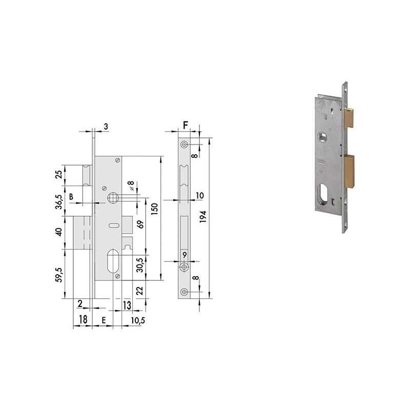 Cisa 44225 mortise lock for upright