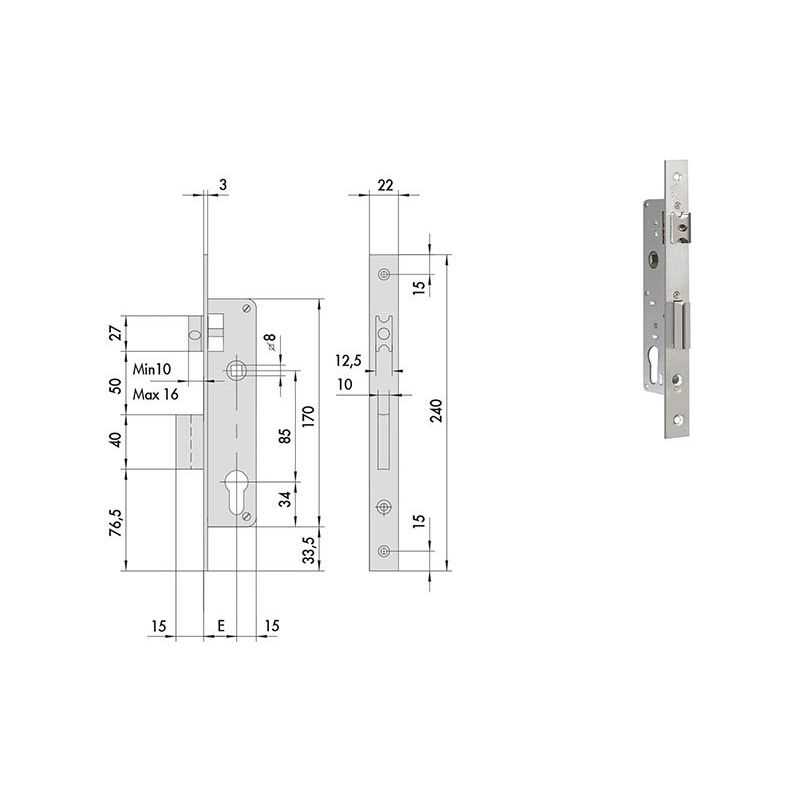 Cisa 44660 mortise lock for upright