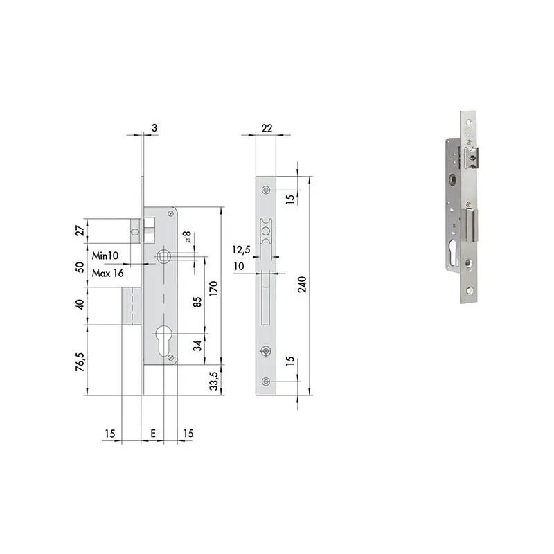Cisa 44660 mortise lock for upright