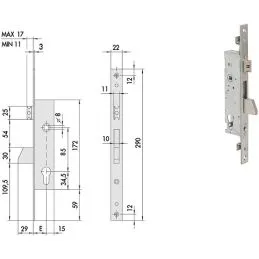 Cisa 46215 mortise lock for tilting deadbolt upright