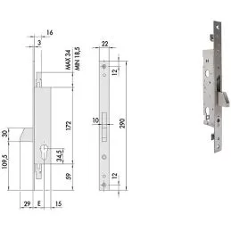 Cisa 46220 mortise lock for tilting deadbolt upright
