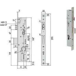 Cisa 49225 mortise lock for gear upright