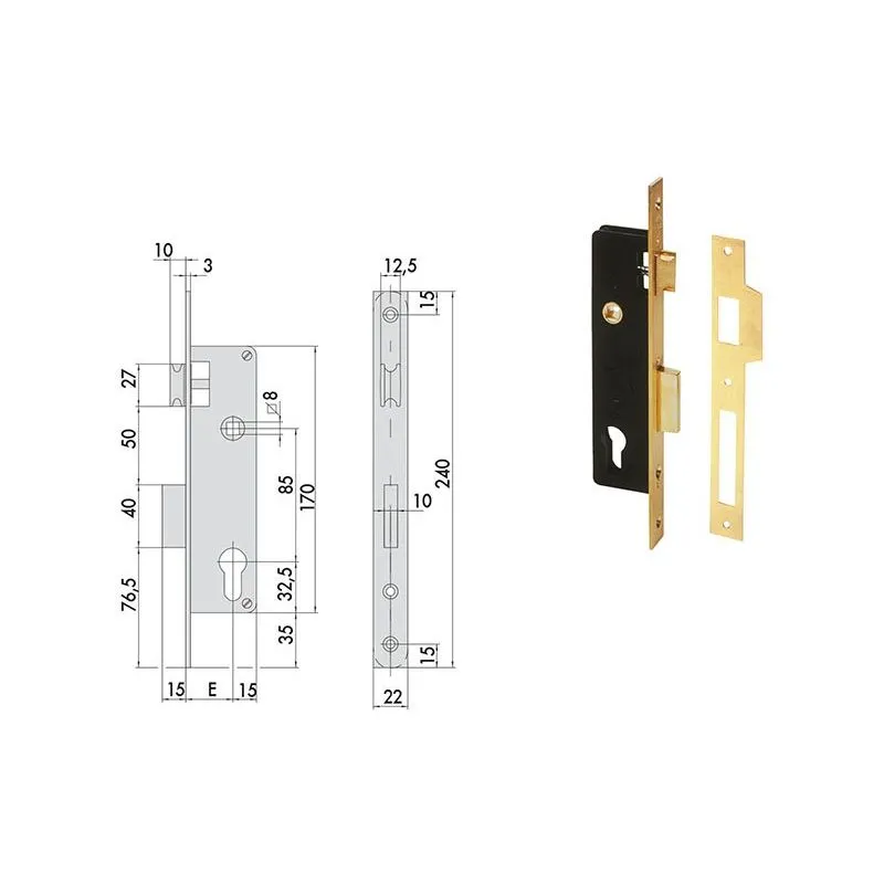 Serratura Cisa 5C011 infilare per porte Serratura Cisa 5C011 infilare per porte
