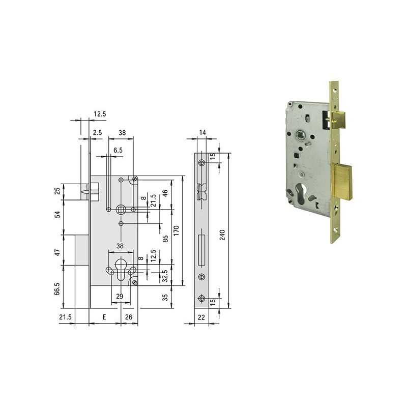 Serratura Cisa LOGO 5C611 infilare per porte