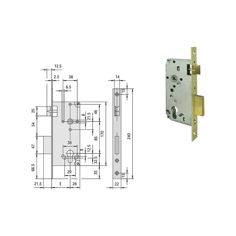 Serratura Cisa LOGO 5C611 infilare per porte Serratura Cisa LOGO 5C611 infilare per porte