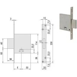 Serratura Cisa 57010 infilare doppia mappa