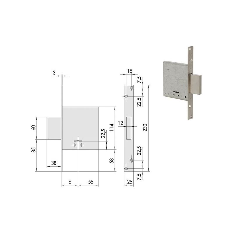 Serratura Cisa 57010 infilare doppia mappa