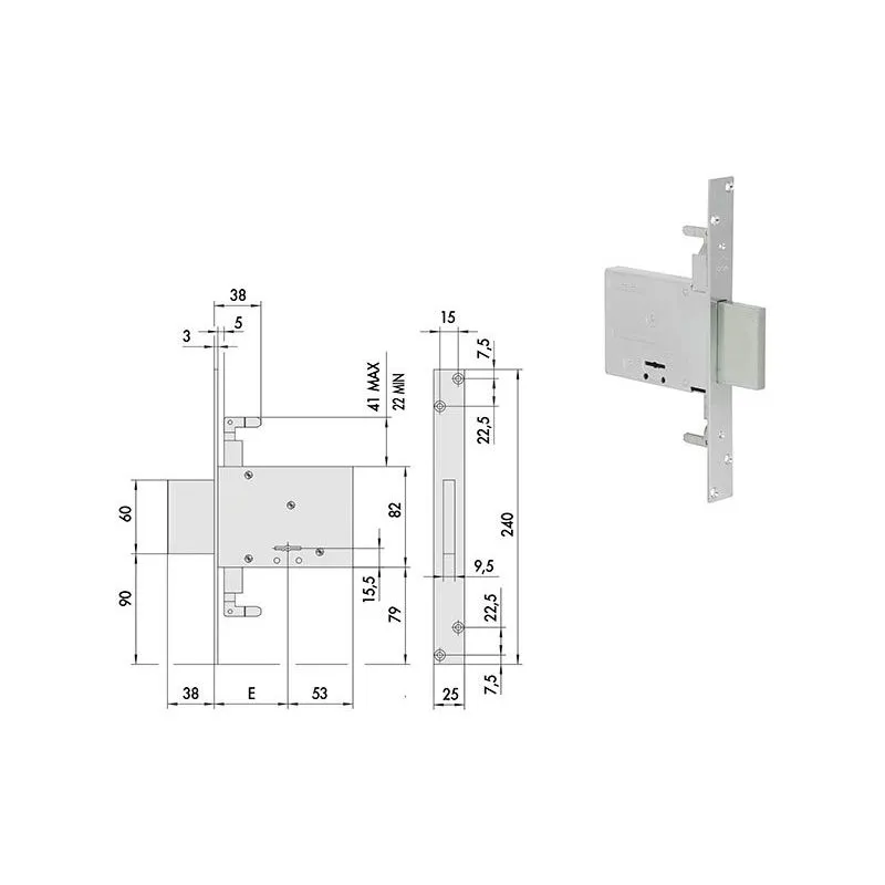 Serratura Cisa 57016 infilare doppia mappa triplice