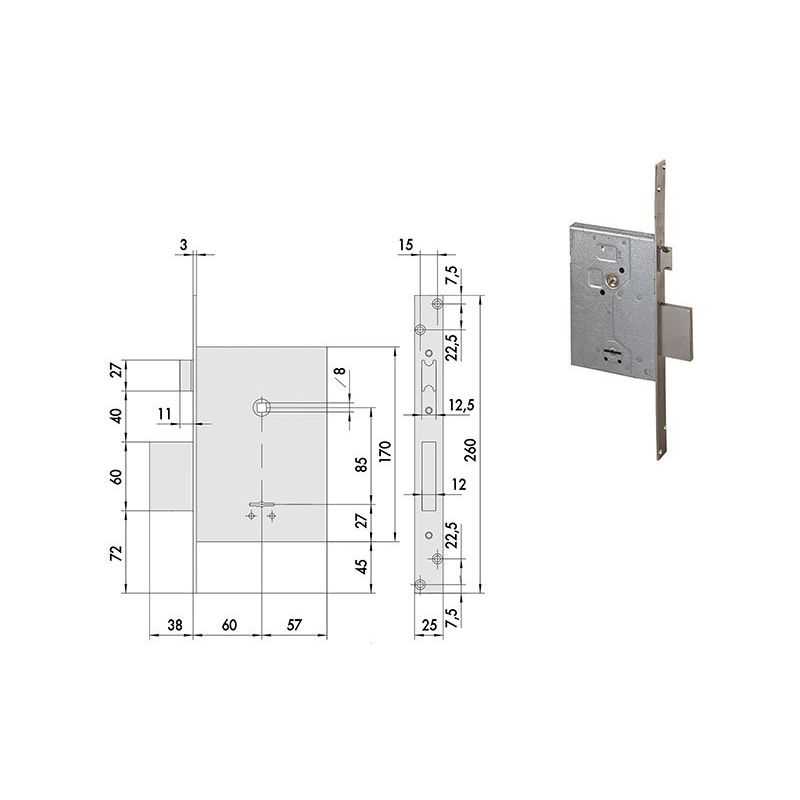 Serratura Cisa 57250 infilare doppia mappa