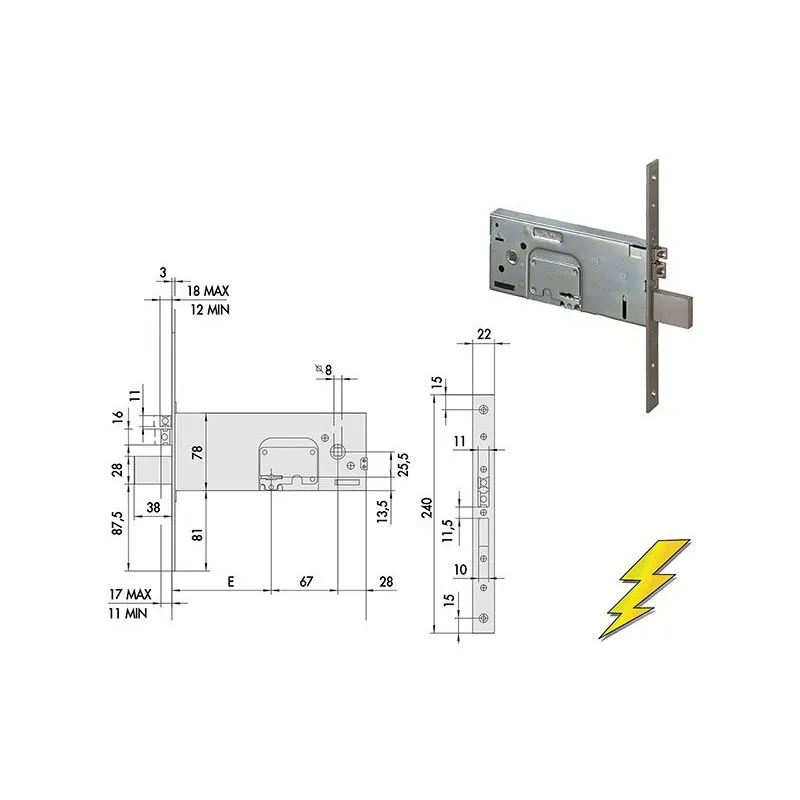 Cisa 17352 electric lock threading double map by band Cisa 17352 electric lock threading double map by band
