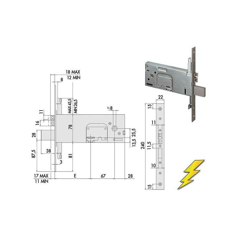 Serratura elettrica Cisa 17357 infilare doppia mappa per fascia