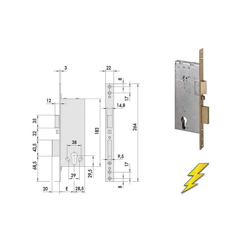 Serratura elettrica Cisa 12011 infilare per porte legno