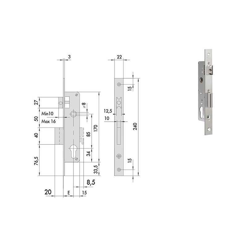 Cisa 44665 mortise lock for upright