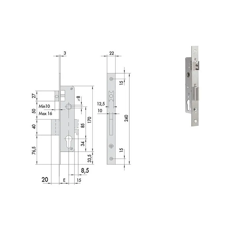 Cisa 44665 mortise lock for upright Cisa 44665 mortise lock for upright