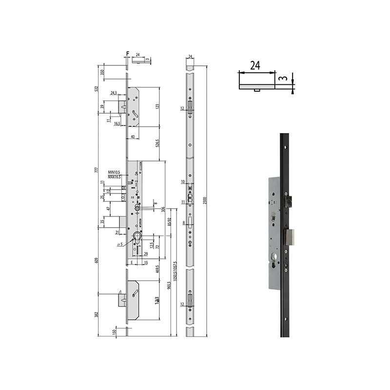 Serratura Cisa 49526 MULTITOP infilare multipunto