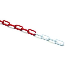 White / red two-tone steel chain (30m)