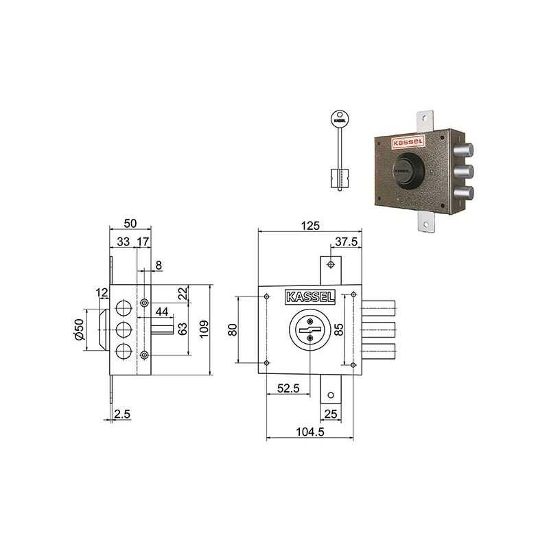 Serratura triplice KASSEL 1201 / 1202 doppia mappa