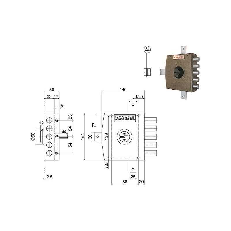 Serratura quintuplice KASSEL 1501 / 1502 doppia mappa
