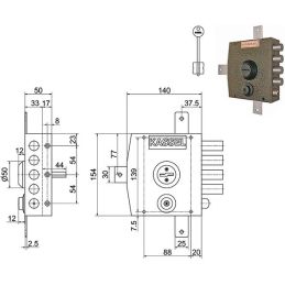 Serratura quintuplice KASSEL 1551 / 1552 doppia mappa c/scrocco