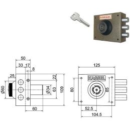 Lateral lock KASSEL 2001CP / 2002CP security key