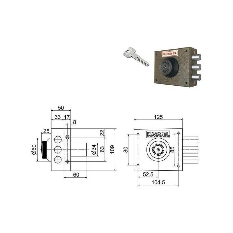 Lateral lock KASSEL 2001CP / 2002CP security key