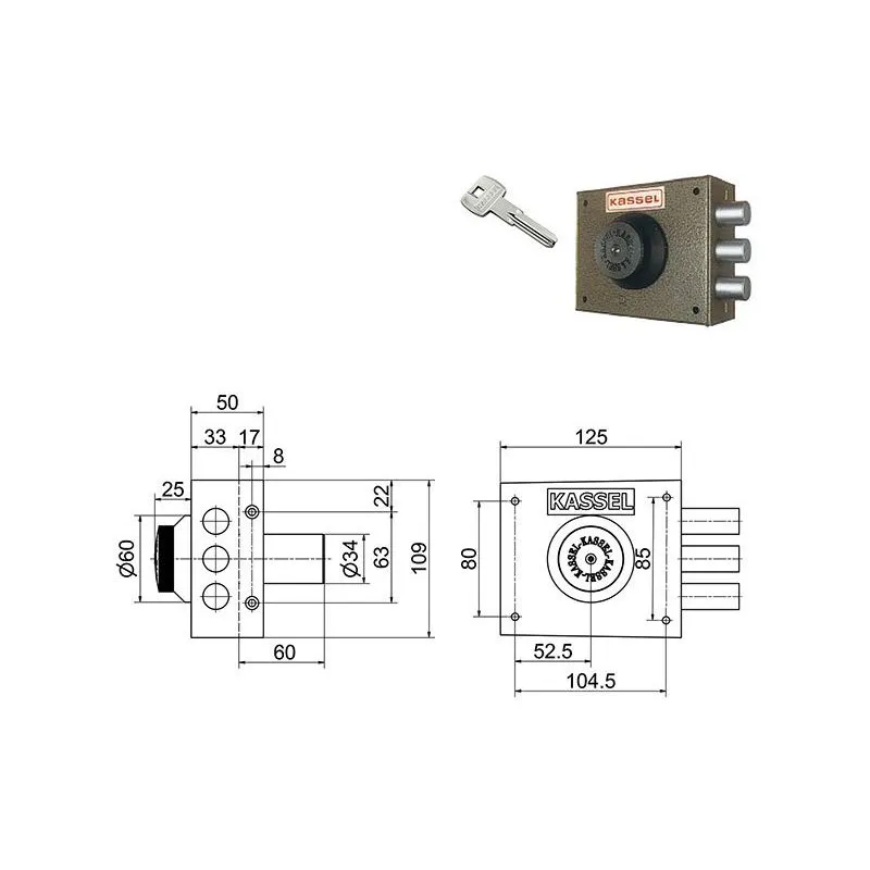 Lateral lock KASSEL 2001CP / 2002CP security key Lateral lock KASSEL 2001CP / 2002CP security key
