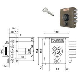 Serratura laterale KASSEL 2151CP / 2152CP chiave sicurezza