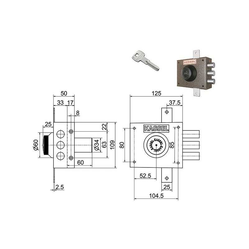 KASSEL 2201CP / 2202CP triple lock security key