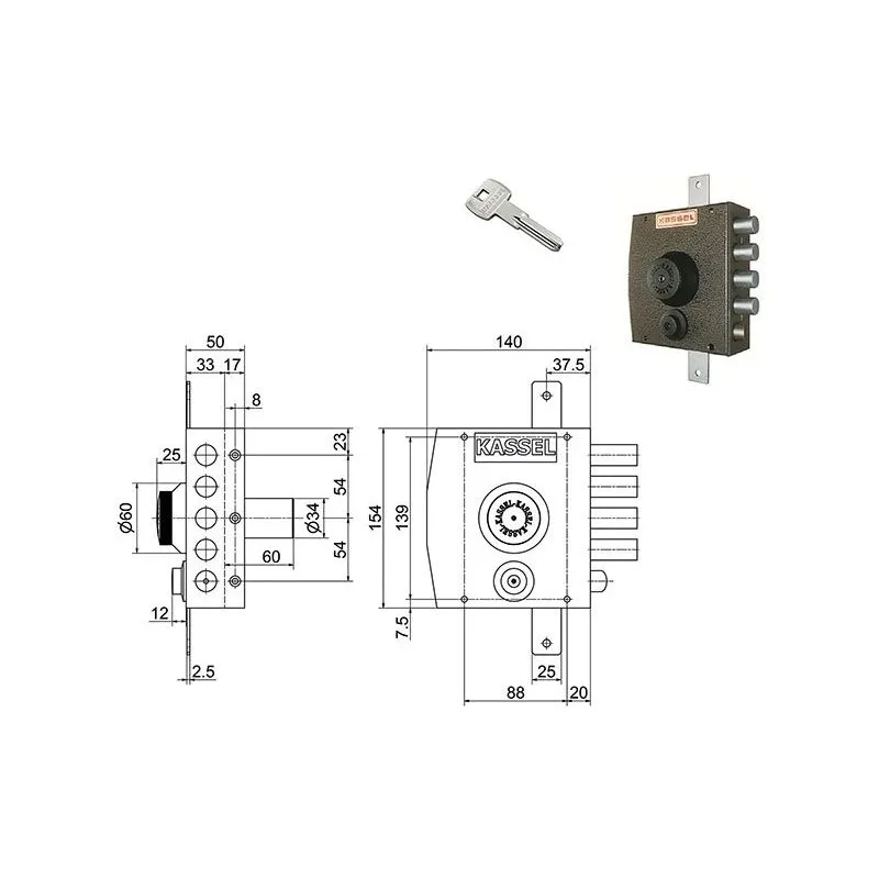 KASSEL triple lock 2351 CP / 2352 CP security key with latch KASSEL triple lock 2351 CP / 2352 CP security key with latch