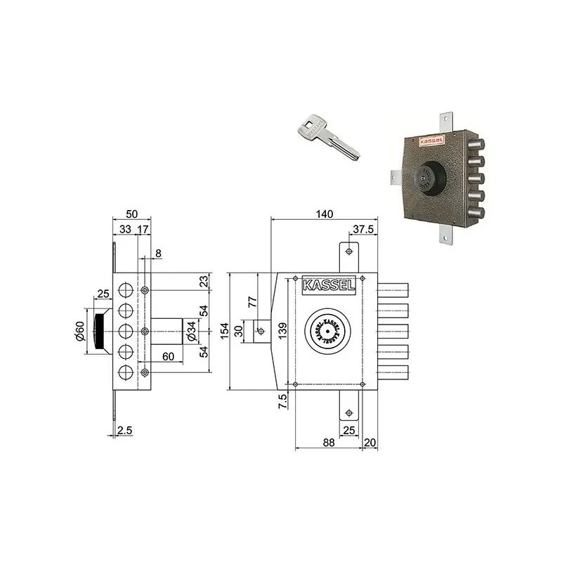 Fivefold lock KASSEL 2501CP / 2502CP security key Fivefold lock KASSEL 2501CP / 2502CP security key