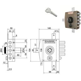 Fivefold lock KASSEL 2551CP / 2552CP security key with latch