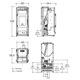 Self-cleaning pellet heating stove Caminetti Montegrappa NOIR