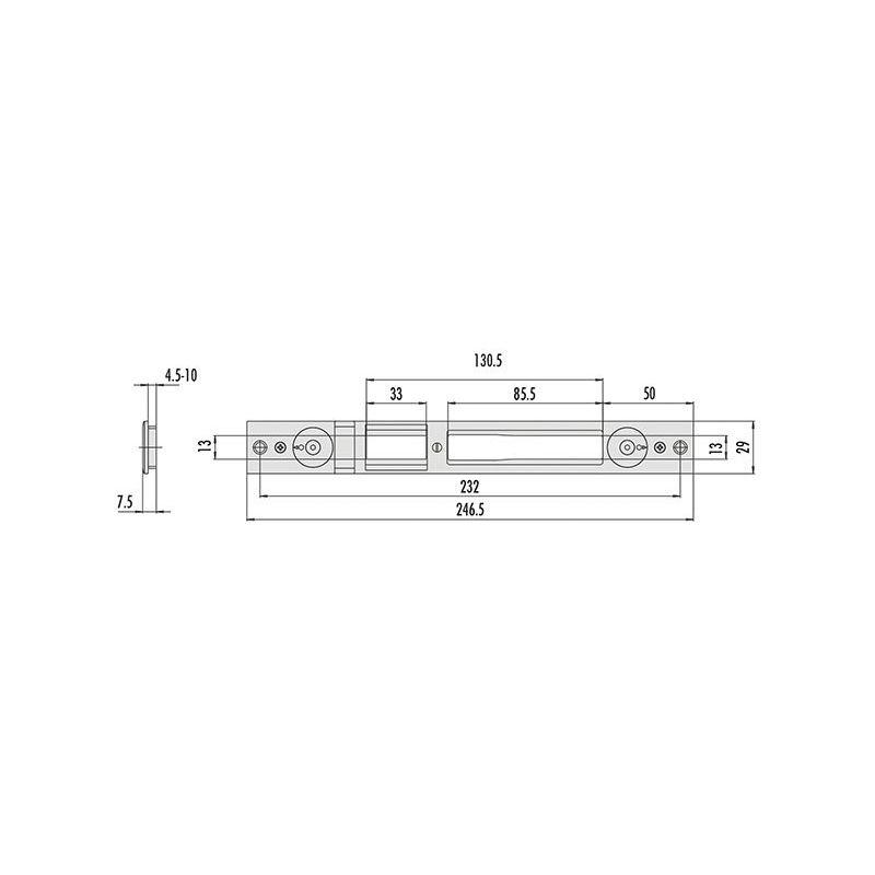 Cisa 06463.74 (ex 06463.24) side adjustable striking plate