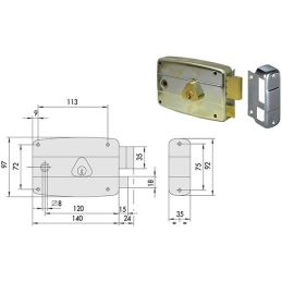 Serratura Cisa 50471 applicare per porte metallo