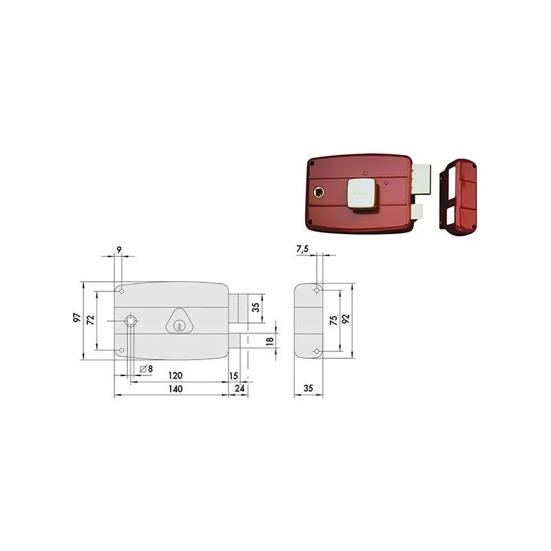 Serratura Cisa 50181 applicare per porte in legno