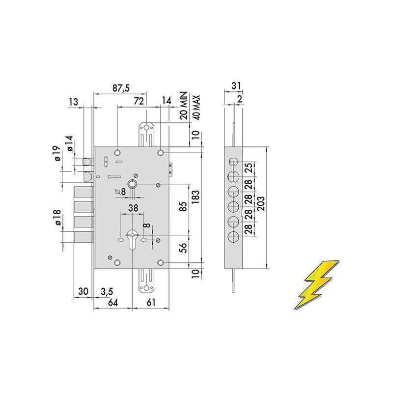 Cisa 15515.28B electric lock for security door