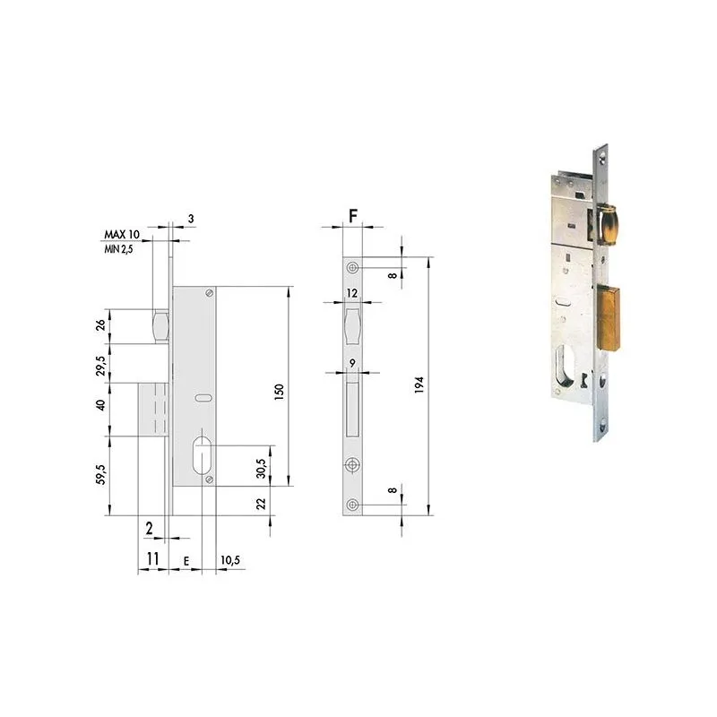 Cisa 44231 mortise lock for upright Cisa 44231 mortise lock for upright