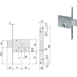 Cisa mortise lock 56013 for band h 82 per euro cylinder