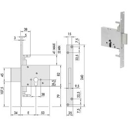 Serratura da infilare Cisa 56016 per fascia h 82 per cilindro