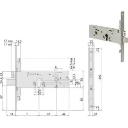 Cisa 56357 mortise lock for h 64 band per euro cylinder