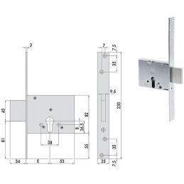 Serratura da infilare Cisa 56010 per fascia h 82 per cilindro