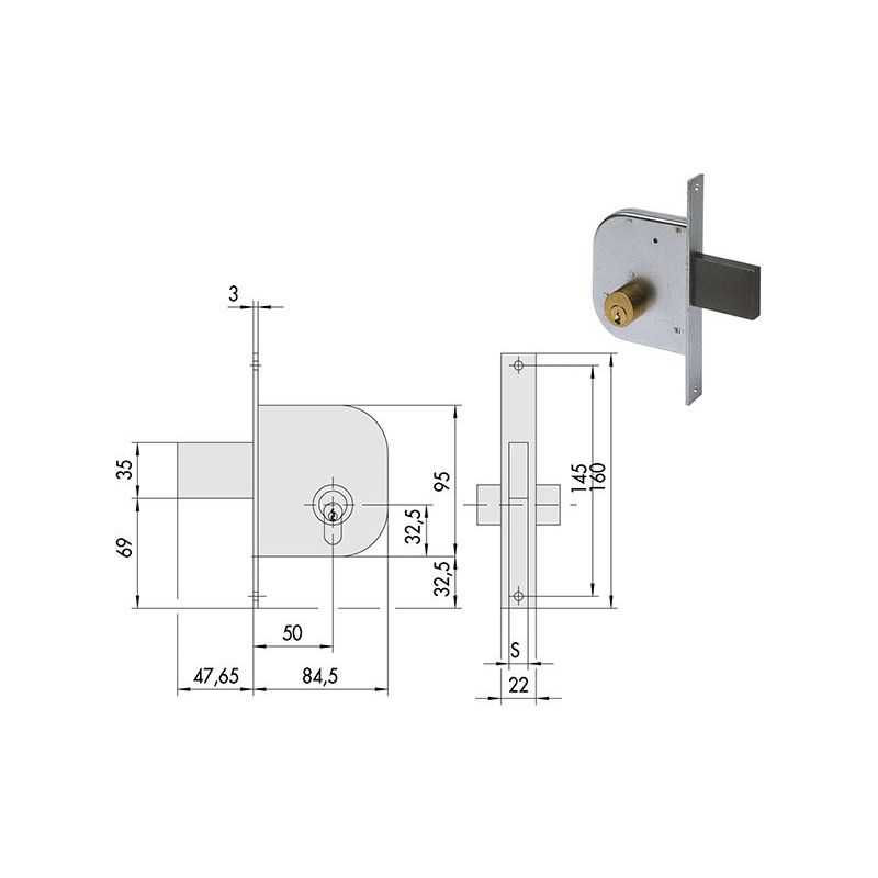 Cisa lock 42020.50.0 soaring mortise for gates