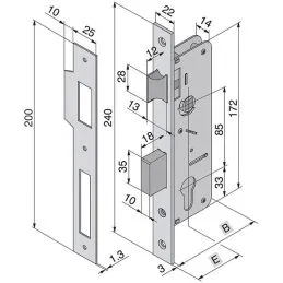 Lock for inserting wooden doors WELKA 015 delivery and latch