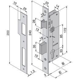 Serratura infilare porte legno WELKA 015 mandata e scrocco