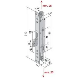 Mortise lock for triple WELKA 085.25 riser