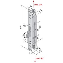 Serratura infilare per montante WELKA 085.25 triplice