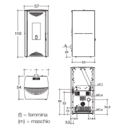 Thermo pellet stove Caminetti Montegrappa TUGA E 18 Kw