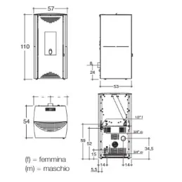 Thermo pellet stove Caminetti Montegrappa TUGA E 18 Kw
