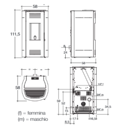 Thermo pellet stove Caminetti Montegrappa BOLINA 18 Kw