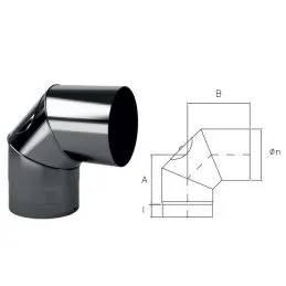 90 ° bend with DWC9I inspection in black enamelled steel DESIGN